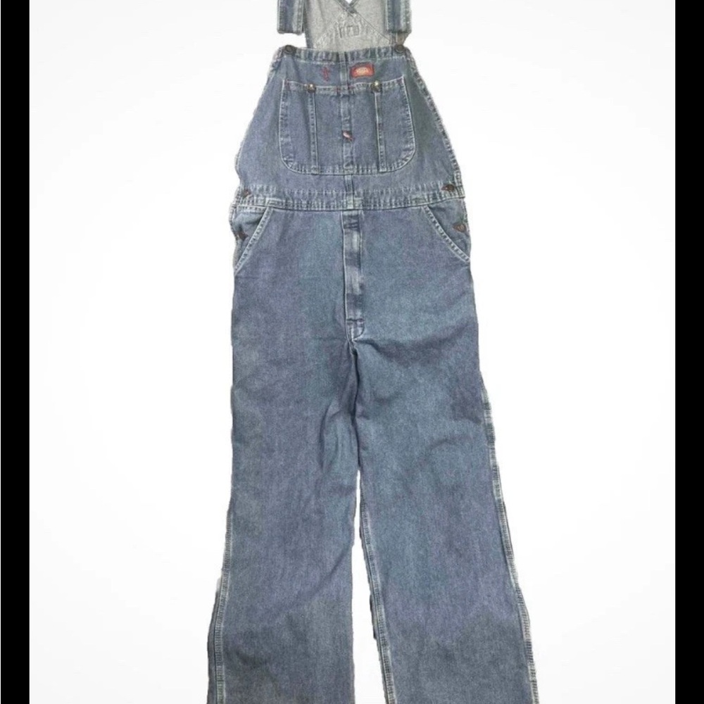 Mens Dickies Vintage 90s Denim Jeans Carpenters Bib Overalls Size 34x32 USA Made